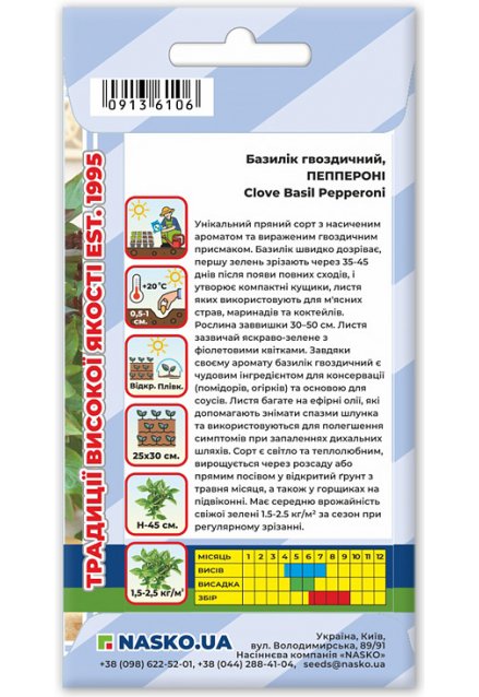 Насіння базиліка гвоздичного ПЕППЕРОНІ