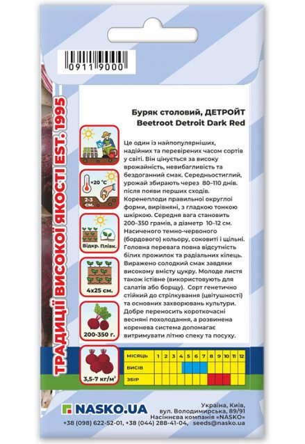 Насіння буряка столового ДЕТРОЙТ (Detroit Dark Red)
