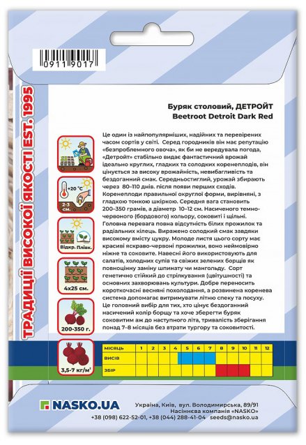 Насіння буряка столового ДЕТРОЙТ (Detroit Dark Red)