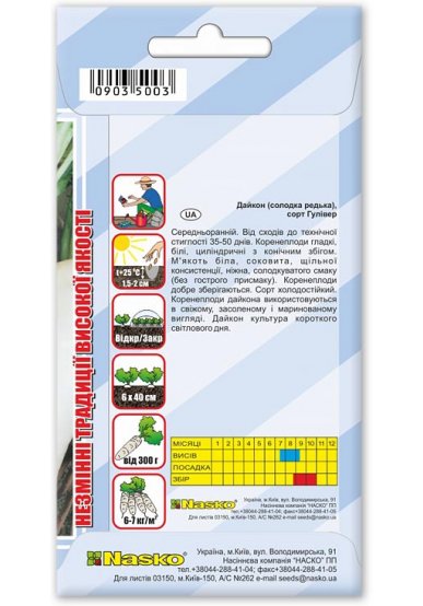 Насіння редьки Дайкон ГУЛІВЕР
