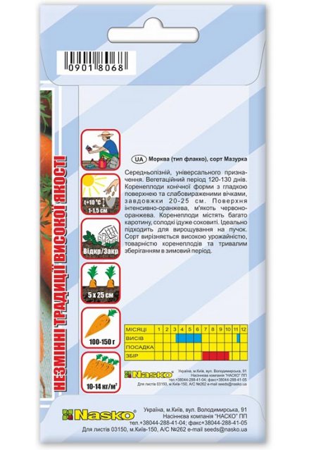 Семена моркови МАЗУРКА