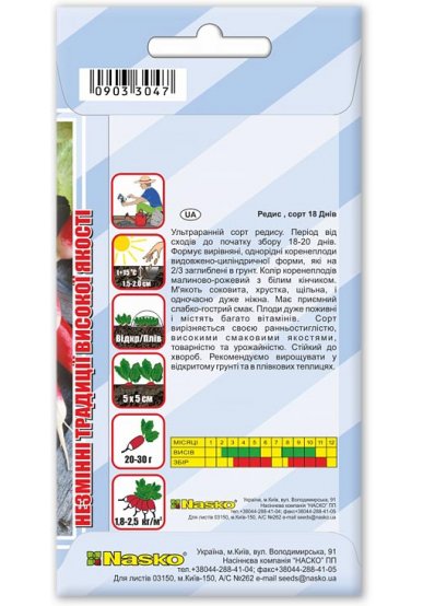 Насіння редису 18 ДНІВ